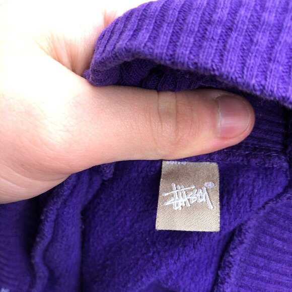 Vintage Stussy Monogram Hoodie XL Purple - Picture 4 of 13